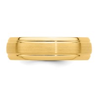 14K Yellow Gold 6mm Heavyweight Comfort Fit Brushed Satin Line Edge Wedding Band view 4