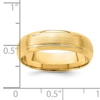 14K Yellow Gold 6mm Heavyweight Comfort Fit Brushed Satin Line Edge Wedding Band view 3