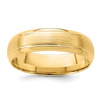 14K Yellow Gold 6mm Heavyweight Comfort Fit Brushed Satin Line Edge Wedding Band view 1