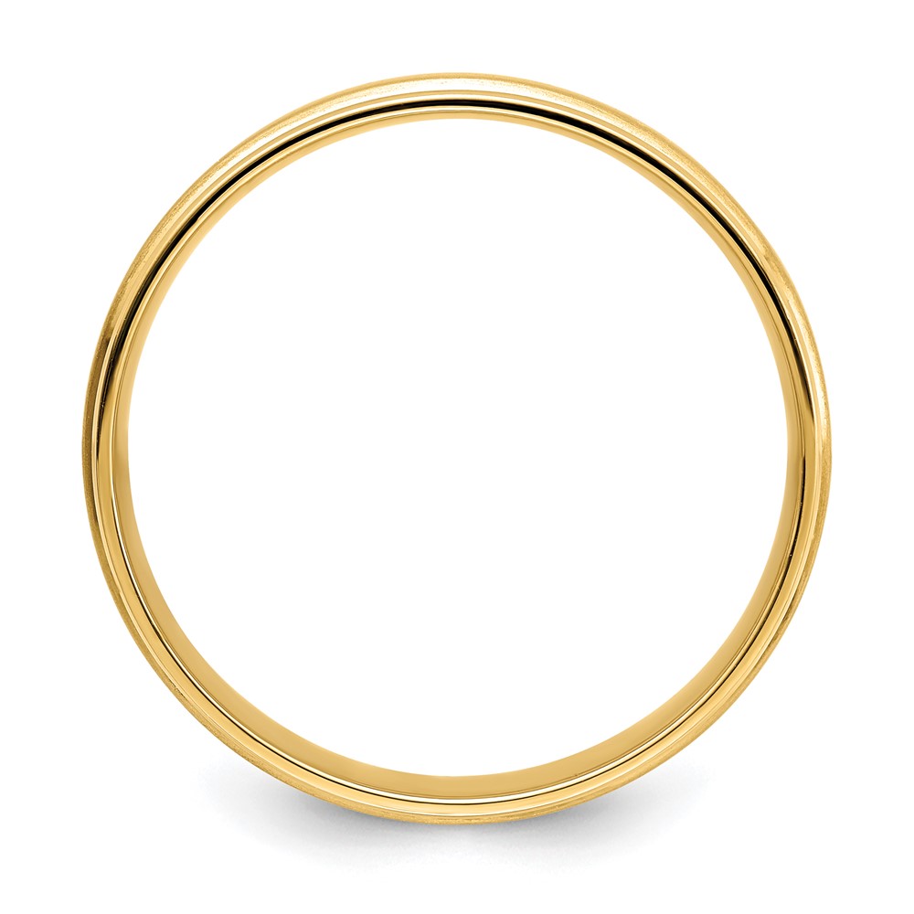 14k Yellow Gold 6mm Standard Weight Comfort Fit Brushed Satin/Polished Grooved Edge Wedding Band Size 10.5 (YB109S-10.5)