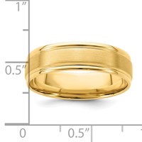 14K Yellow Gold 6mm Lightweight Comfort Fit Brushed Satin Polished Grooved Edge Wedding Band view 3