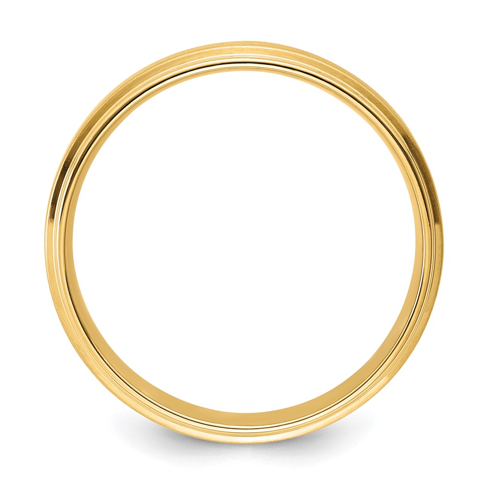 14k Yellow Gold 6mm Standard Weight Comfort Fit Brushed Satin/Polished Stepped Edge Wedding Band Size 10.5 (YB112S-10.5)