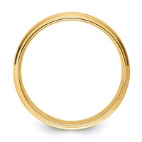 14K Yellow Gold 6mm Standard Weight Comfort Fit Brushed Satin Polished Stepped Edge Wedding Band view 2