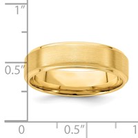 14K Yellow Gold 6mm Standard Weight Comfort Fit Brushed Satin Polished Stepped Edge Wedding Band view 3