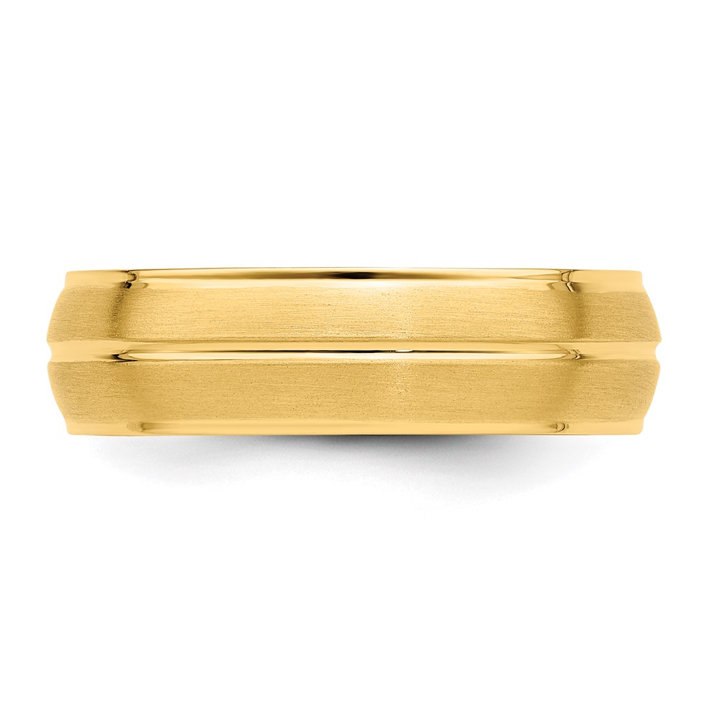 14k Yellow Gold 6mm Standard Weight Comfort Fit Brushed/Polished Center Line Wedding Band Size 10 (YB117S-10)