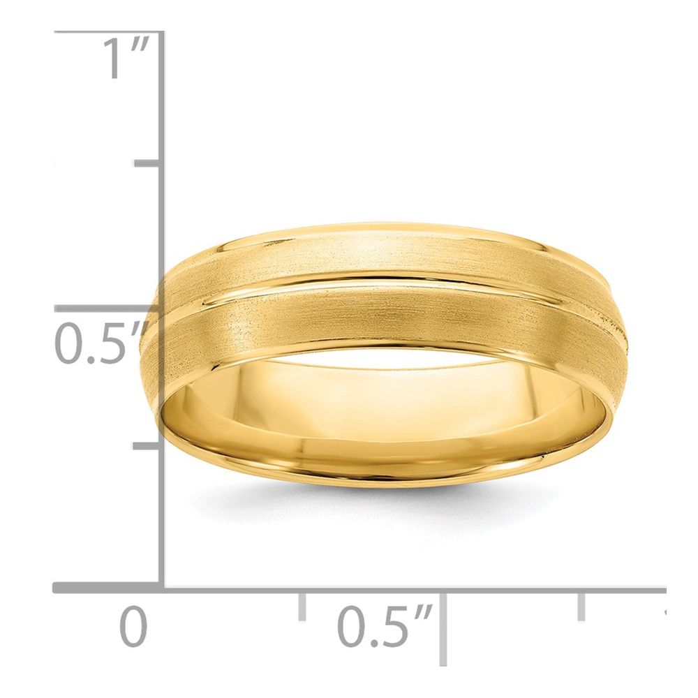 14k Yellow Gold 6mm Standard Weight Comfort Fit Brushed/Polished Center Line Wedding Band Size 10 (YB117S-10)
