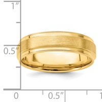 14K Yellow Gold 6mm Lightweight Comfort Fit Brushed Satin Fancy Wedding Band view 3