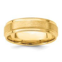 14K Yellow Gold 6mm Lightweight Comfort Fit Brushed Satin Fancy Wedding Band view 1