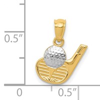 14K and White Rhodium Golf Ball and Club Pendant view 3