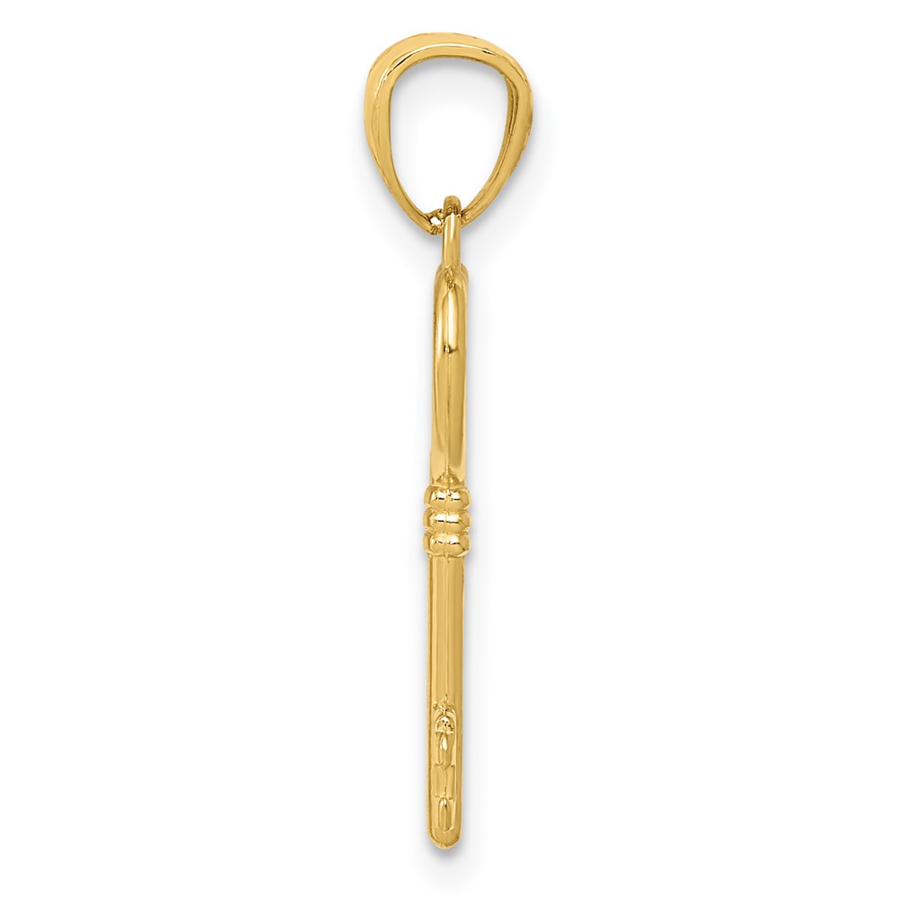14K Polished 3D Heart Key Charm (YC1029)