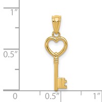 14K Yellow Gold Polished 3D Heart Key Charm view 3