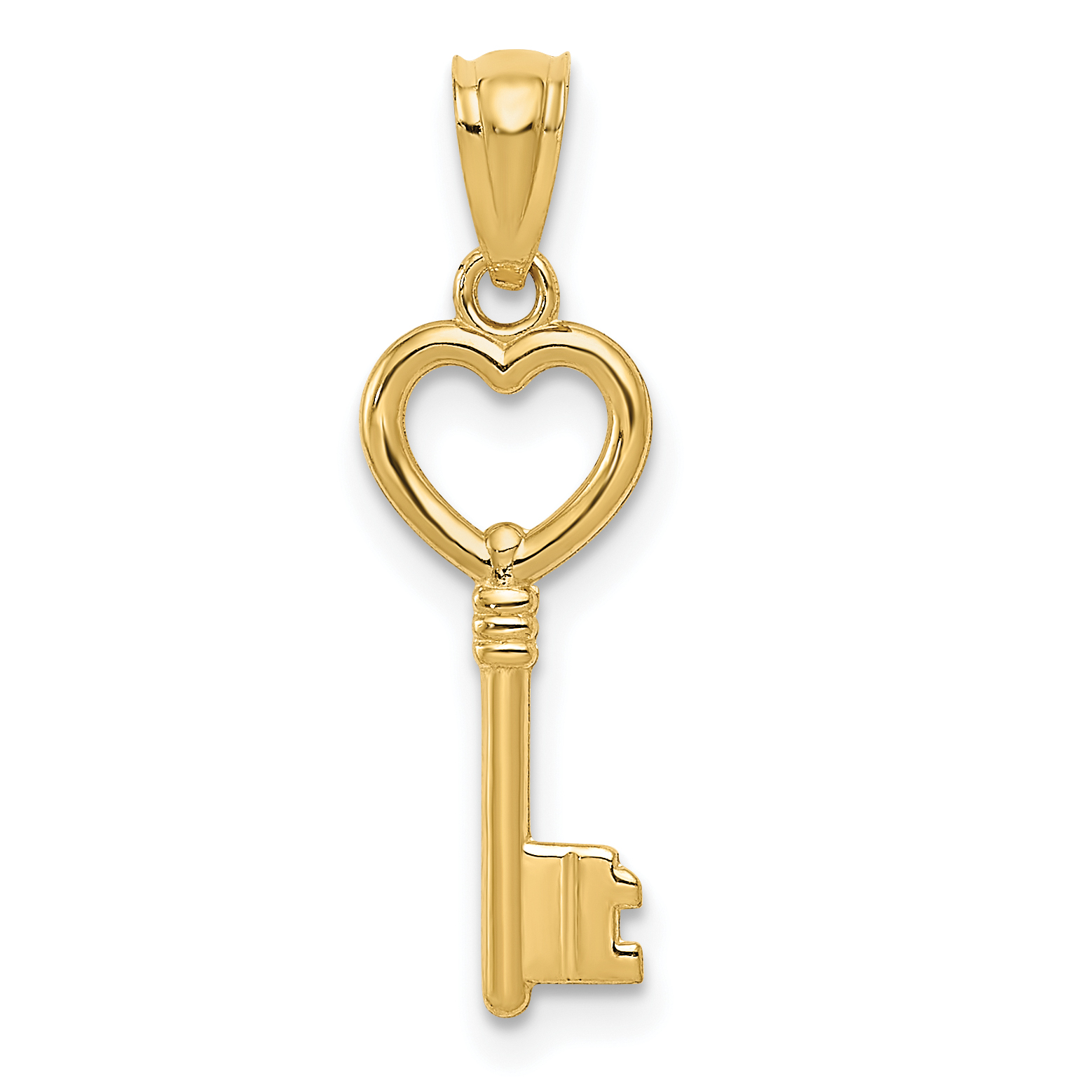 14K Polished 3D Heart Key Charm (YC1029)