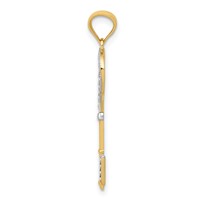 14K and White Rhodium Polished Heart Key Charm view 2