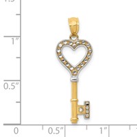 14K and White Rhodium Polished Heart Key Charm view 3