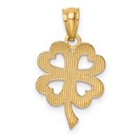 14K Yellow Gold Four Leaf Clover Pendant view 4