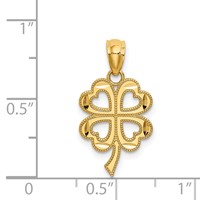 14K Yellow Gold Four Leaf Clover Pendant view 3