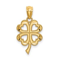 14K Yellow Gold Four Leaf Clover Pendant view 1
