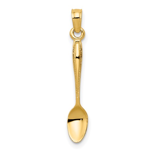 14K Yellow Gold 3-D Table Spoon Pendant