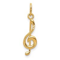 14K Yellow Gold Treble Clef Pendant view 1