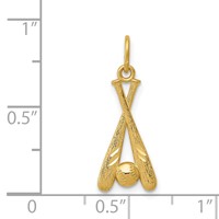 14K Yellow Gold Diamond-cut Baseball Bats and Ball Pendant view 3