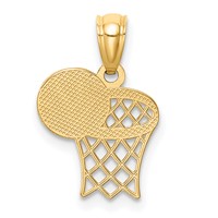 14K Yellow Gold Basketball and Hoop Pendant view 4