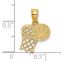 14K Yellow Gold Basketball and Hoop Pendant view 3