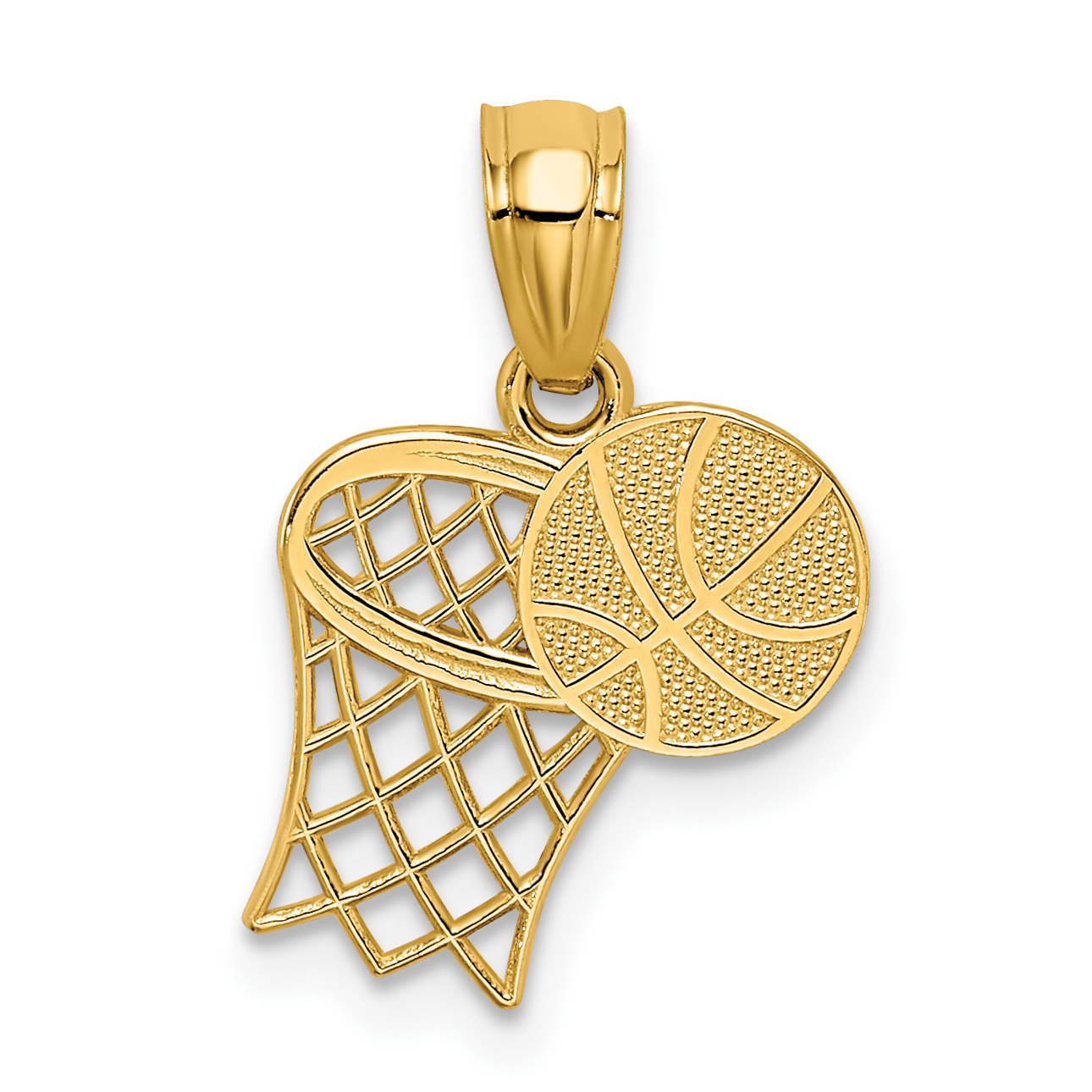 14K Basketball and Hoop Pendant (YC1059)