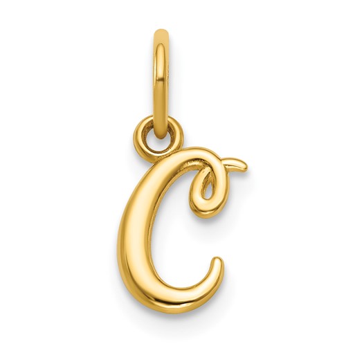 14K Yellow Gold Letter C Initial Charm