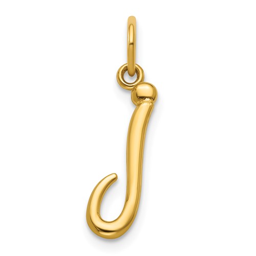 14K Yellow Gold Letter J Initial Charm