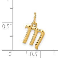 14K Yellow Gold Letter M Initial Charm view 4