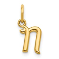 14K Yellow Gold Letter N Initial Charm view 1