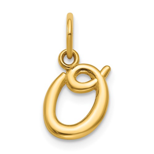 14K Yellow Gold Letter O Initial Charm