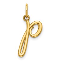 14K Yellow Gold Letter P Initial Charm view 1