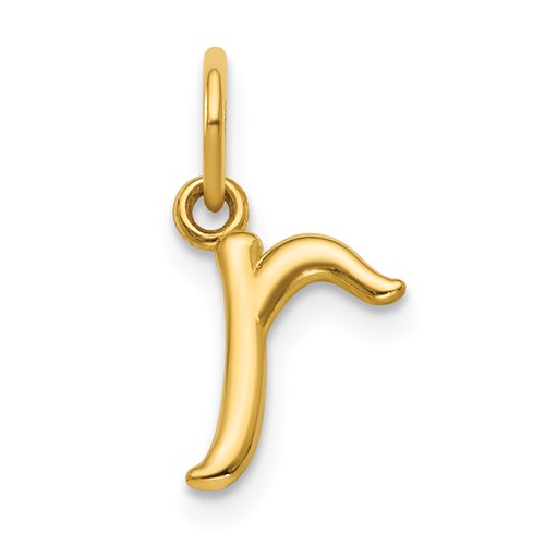 14K Yellow Gold Letter R Initial Charm