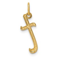 14K Yellow Gold Letter T Initial Charm view 3