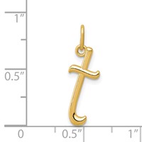 14K Yellow Gold Letter T Initial Charm view 4
