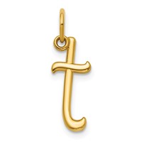 14K Yellow Gold Letter T Initial Charm view 1