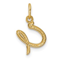 14K Yellow Gold Letter U Initial Charm view 3