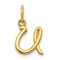 14K Yellow Gold Letter U Initial Charm view 1