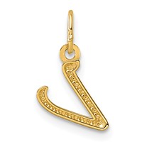 14K Yellow Gold Letter V Initial Charm view 3