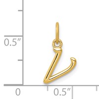 14K Yellow Gold Letter V Initial Charm view 4