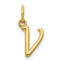 14K Yellow Gold Letter V Initial Charm view 1