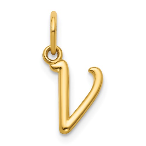 14K Yellow Gold Letter V Initial Charm