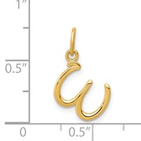 14K Yellow Gold Letter W Initial Charm view 4
