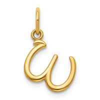 14K Yellow Gold Letter W Initial Charm view 1