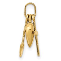 14K Yellow Gold Polished Moveable Heart Cross Anchor Pendant view 2