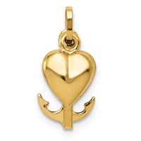 14K Yellow Gold Polished Moveable Heart Cross Anchor Pendant view 4