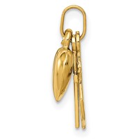 14K Yellow Gold Polished Moveable Heart Cross Anchor Pendant view 5