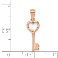 14K Rose Gold 3D Polished Heart Key Charm view 3