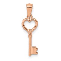 14K Rose Gold 3D Polished Heart Key Charm view 1